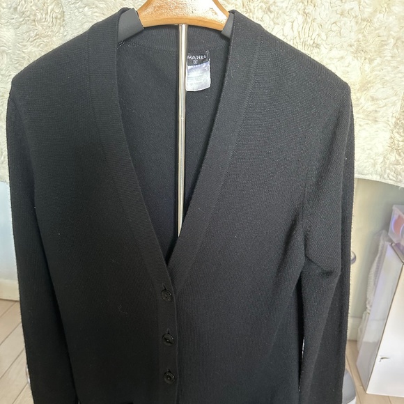 CHANEL BUTTON UP V-NECK SWEATER - Picture 1 of 4